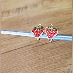 Avon strawberry clip on earrings